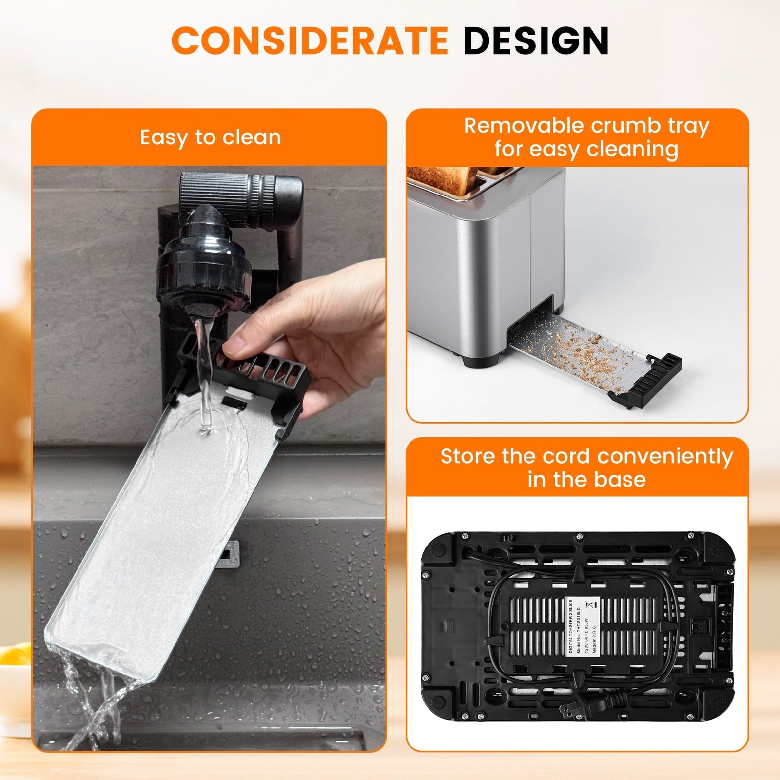 Suodoka Toaster 2 Slice Wide Slots Touchscreen 6 Shade Settings, Stainless Steel Bread Toaster with Reheat, Cancel, Defrost,New