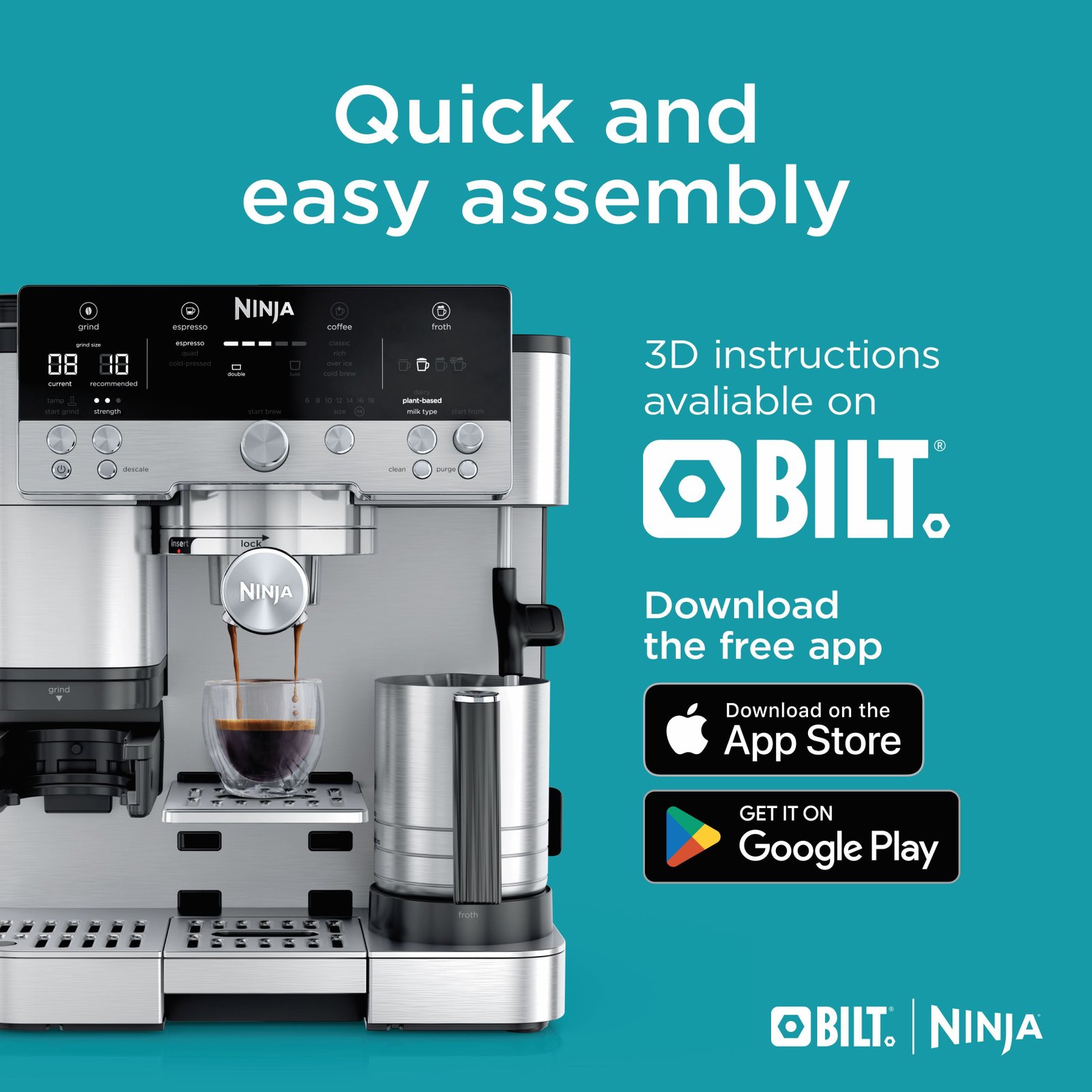 Ninja Luxe Cafe Premier Series, Stainless Steel Espresso Machine and Drip Coffee Maker with integrated Coffee Grinder and Milk Frother, ES601