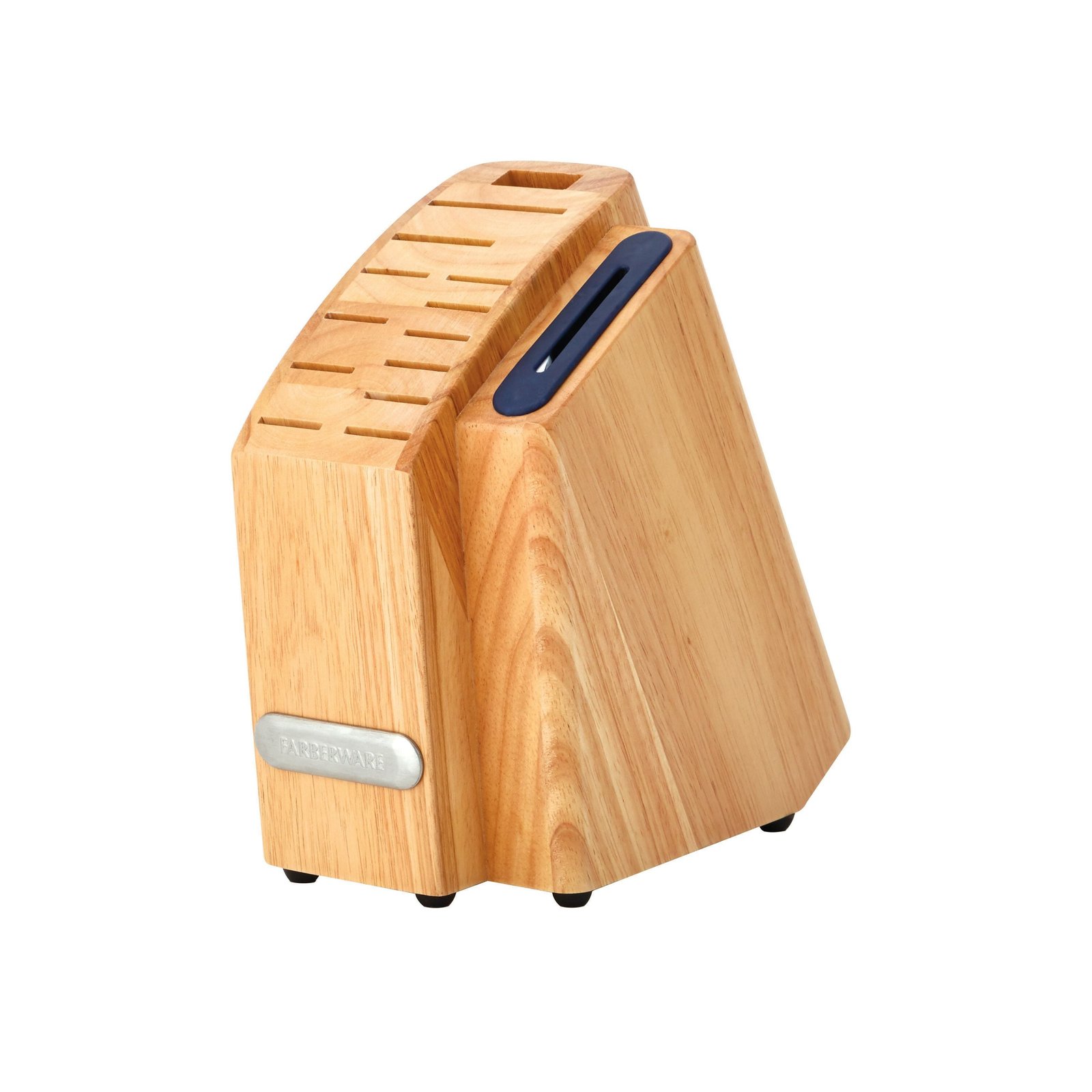 Farberware EdgeKeeper 14-Piece Stainless Steel Triple Riveted Slim Knife Set, Block Built-in Sharpener Navy