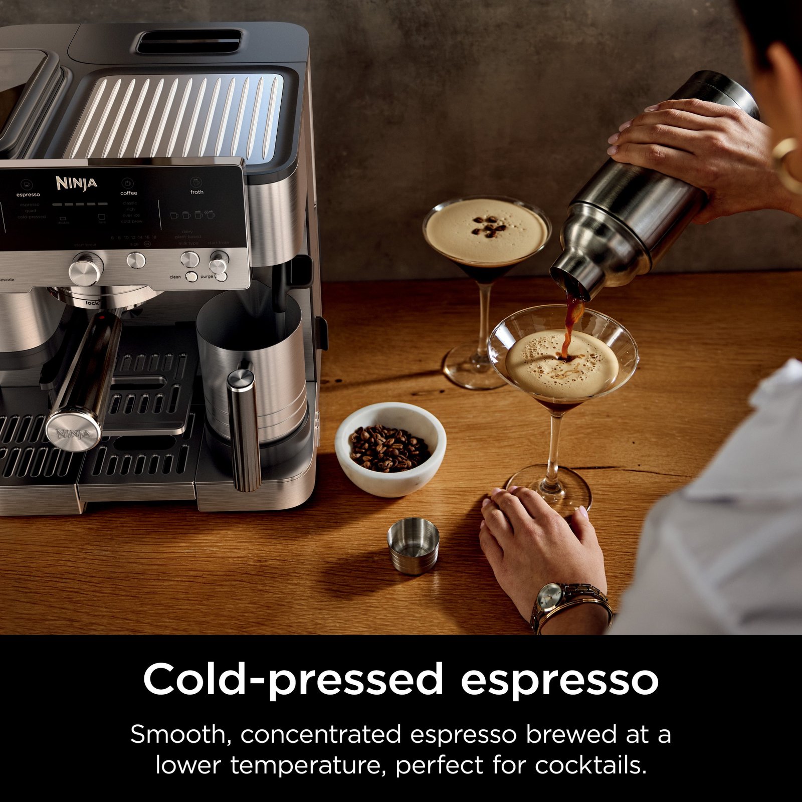 Ninja Luxe Cafe Premier Series, Stainless Steel Espresso Machine and Drip Coffee Maker with integrated Coffee Grinder and Milk Frother, ES601