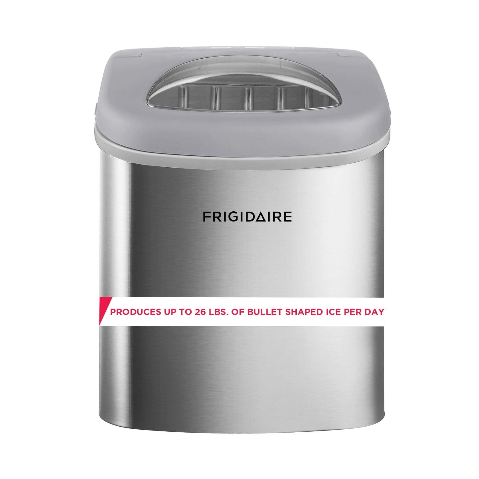 Frigidaire 26 lbs. Ice Maker, Bullet-Shaped Ice, Stainless Steel