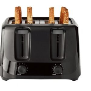 Mainstays 4-Slice Toaster Black with 6 Shade Settings and Removable Crumb Tray