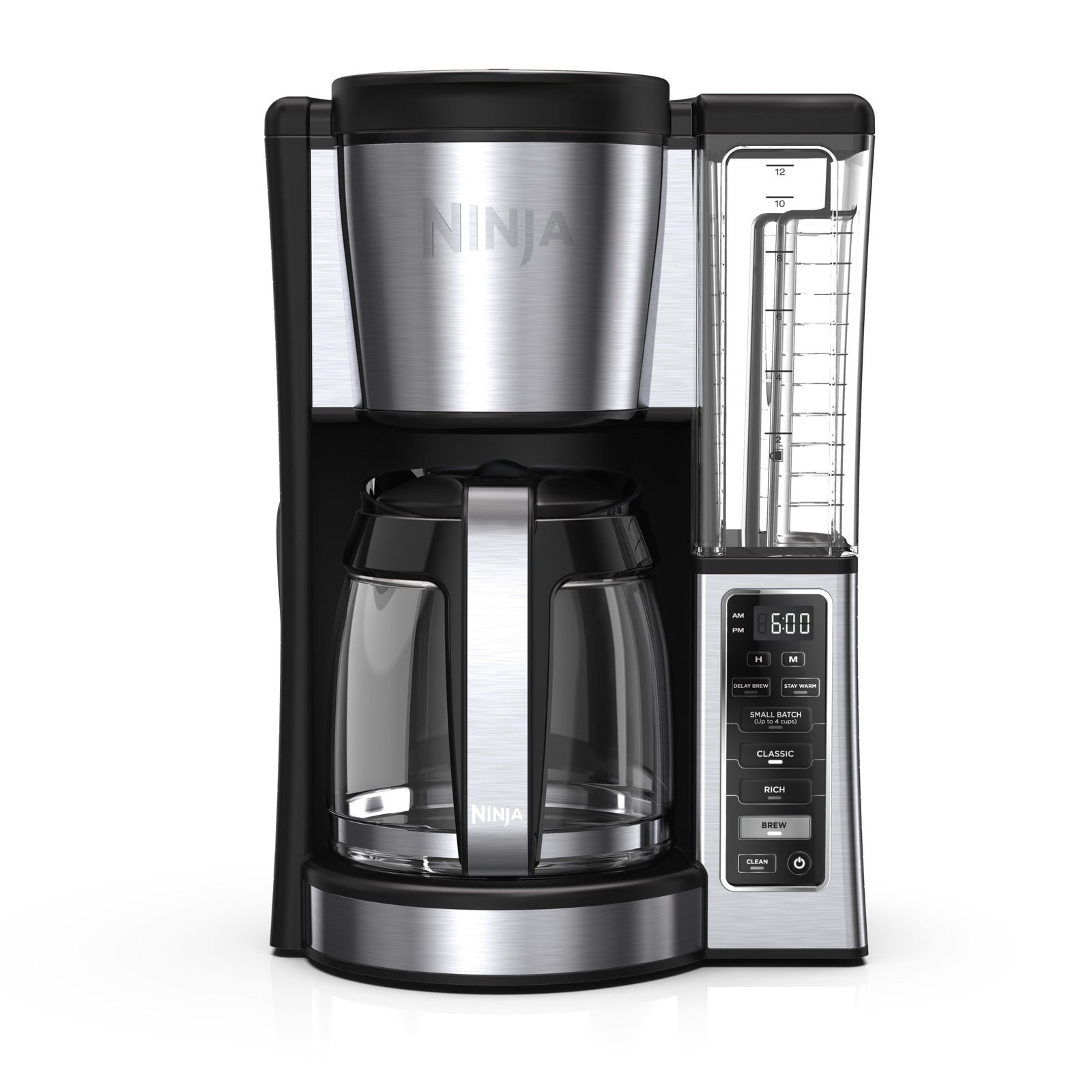 Ninja 12-Cup Stainless Steel Coffee Maker, Glass Carafe, CE250