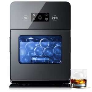 Simzlife Sphere Ice Maker, 10 pcs/Hour, 150 pcs/Day, Clear Ice Ball Maker with Enhanced Insulation, with LCD Touch Screen, Self-Cleaning, Quiet Home and Bar Ice for Whiskey Bourbon Parties