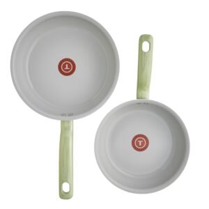 T-fal Fresh Recycled Aluminum Ceramic Fry Pan Set, 2 Piece, 8.5 and 10.25 Inch, Cookware, Green