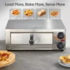 Pizza Oven Countertop, 1500W, 662°F Max Temp with Alert Timer, 12 Inch Multipurpose Pizza Maker for Restaurant, Home, Party