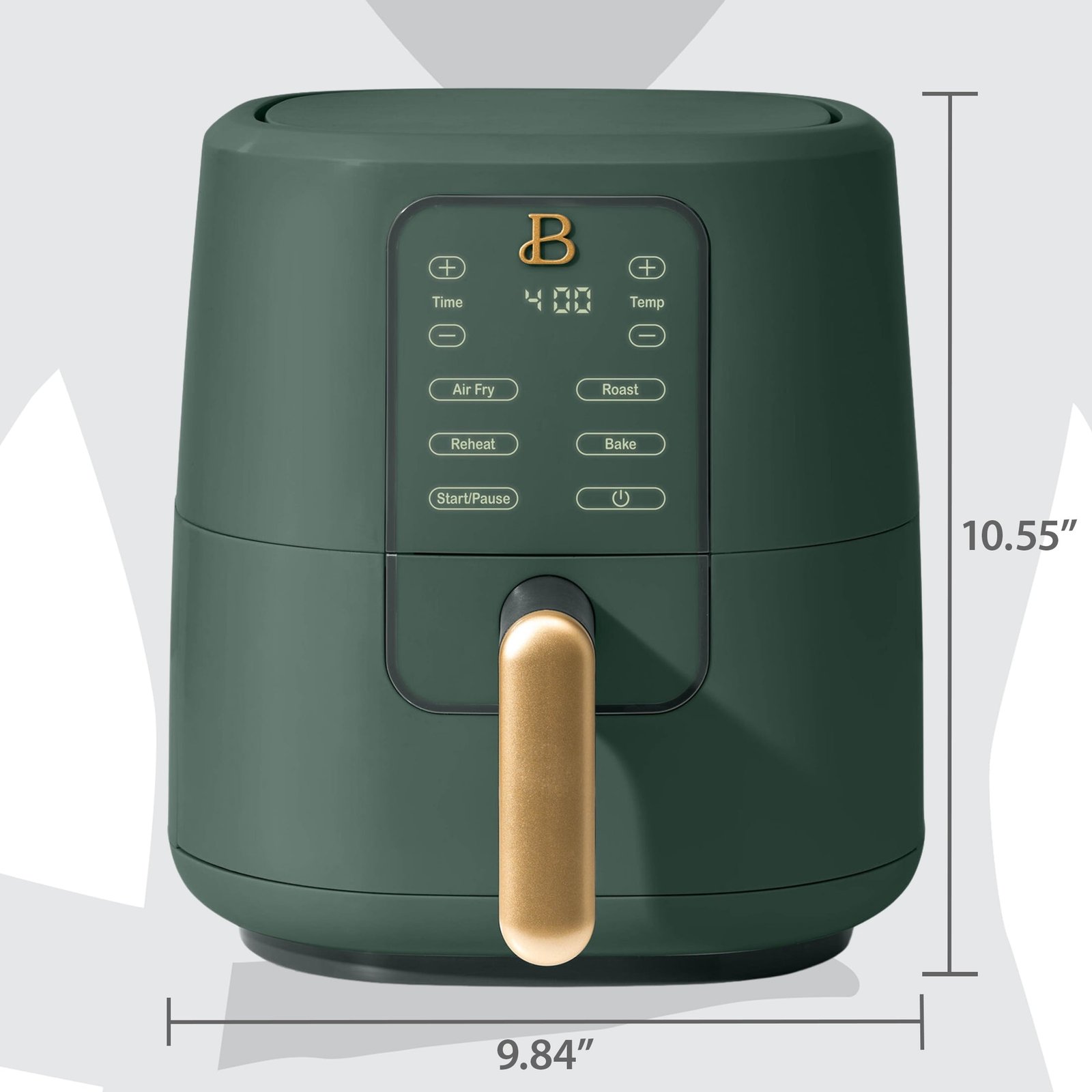 Beautiful 3 Qt Air Fryer with TurboCrisp Technology, EverGood Ceramic Nonstick Coating, Thyme Green by Drew Barrymore
