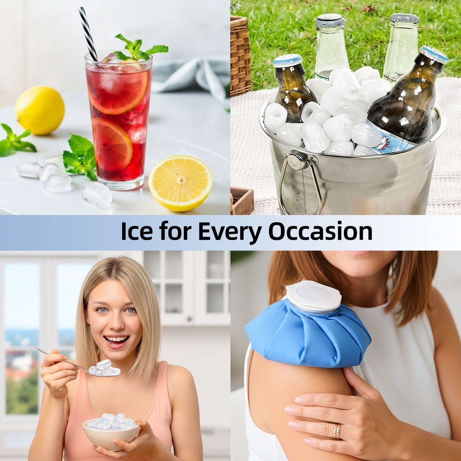 Auseo Countertop Ice Maker, 2 Sizes of Bullet Ice, 26Lbs/24H, 8 Ice Cubes in 6 Mins, Portable Ice Machine with Self-Cleaning for Home/Party/Travel/Camping (Black)