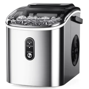 Simzlife Countertop Ice Maker with Handle, Portable Ice Machine with Basket and Scoop, 9 Bullet Ice In 6 Mins, 26Lbs/24H, Self-Cleaning