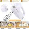 Hand Mixer Electric Mixing Bowls Set, 5 Speeds Handheld Mixer with 5 Nesting Stainless Steel Mixing Bowl, Measuring Cups Spoons 200W Kitchen Blender Whisk Beater Baking Supplies For Beginner