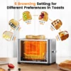 Suodoka Toaster 2 Slice Wide Slots Touchscreen 6 Shade Settings, Stainless Steel Bread Toaster with Reheat, Cancel, Defrost,New